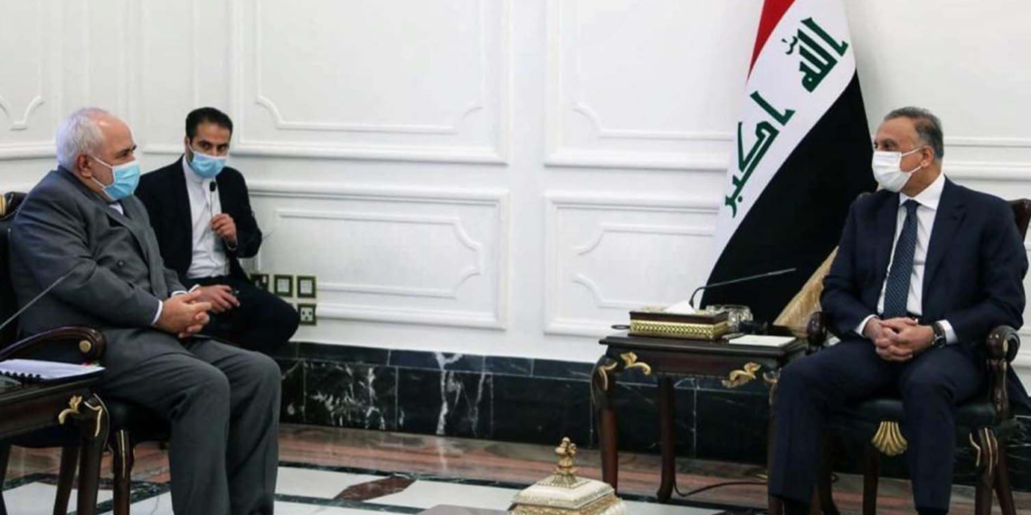 الكاظمي و ظريف. صورة. المكتب الإعلامي لمكتب رئيس الوزراء العراقي