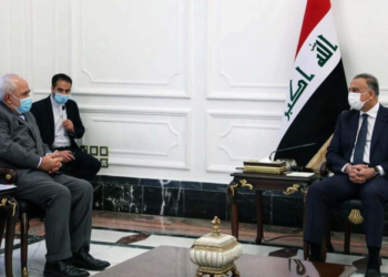 الكاظمي و ظريف. صورة. المكتب الإعلامي لمكتب رئيس الوزراء العراقي