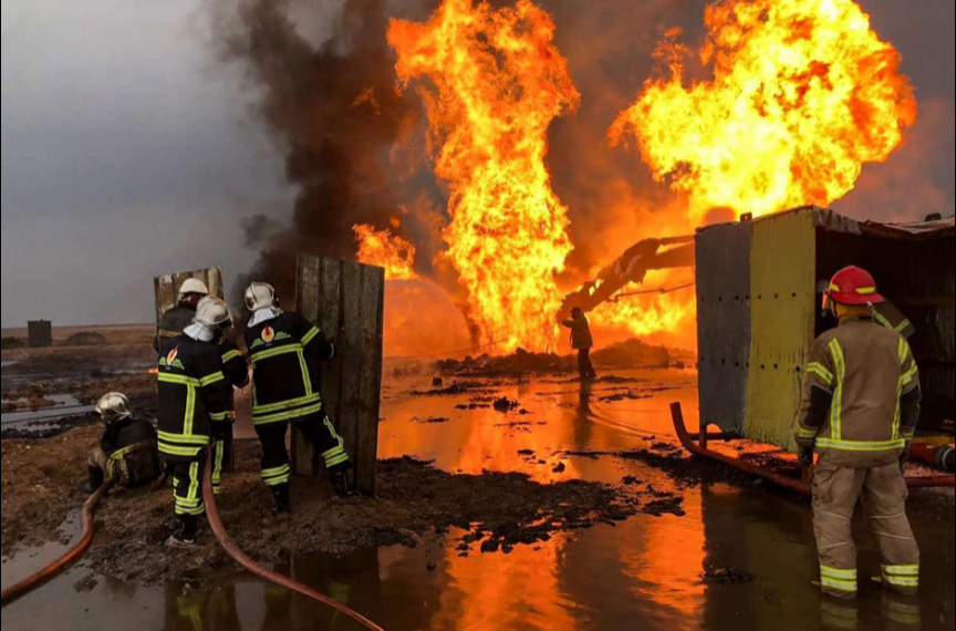 أعمال تخريبية في إحدى آبار النفط العراقية. صورة. ميدل إيست أونلاين