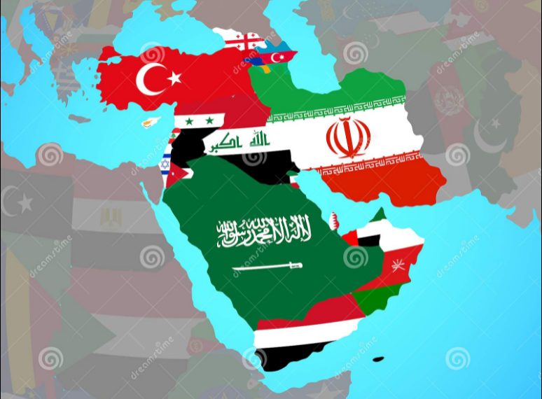 خريطة دول غرب آسيا. صورة. dreamtims.com