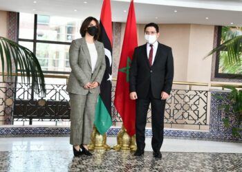 وزيرة الخارجية الليبية نجلاء المنقوش ونظيرها المغربي، ناصر بوريطة.صورة.الجزيرة
