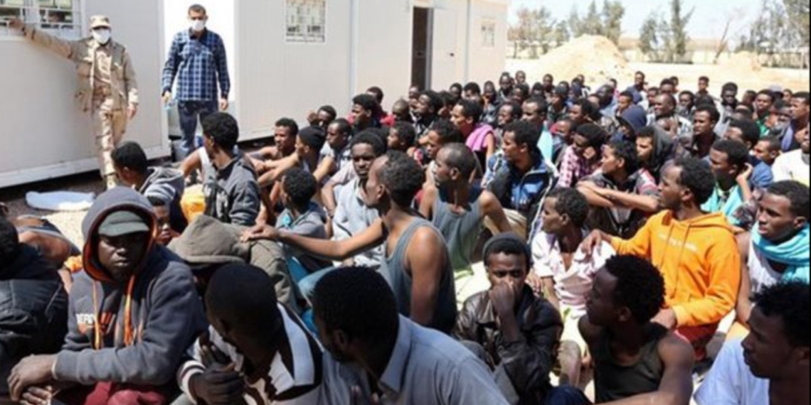 أحد مراكز إيواء المهاجرين غير الشرعيين، ليبيا.صورة.العربية نت