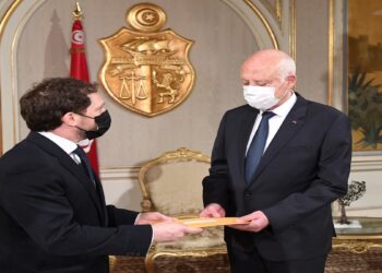 الرئيس التونسي قيس سعيّد، ومساعد مستشار الأمن القومي الأمريكي، جوناثان فاينر.صورة.الخارجية التونسية