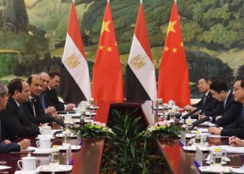 جانب من لقاء سابق للرئيس المصري عبد الفتاح السيسي، مع وفد صيني.صورة.العربية نت