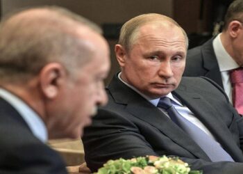 الرئيس الروسي، فلاديمير بوتين، ونظيره التركي، رجب طيب أردوغان.صورة.ميدل إيست أونلاين