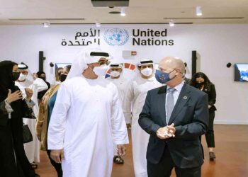 جانب من جولة ولي عهد أبوظبي، محمد بن زايد، في معرض إكسبو 2020.صورة.الخليج اونلاين