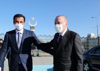 الرئيس التركي، رجب طيب أردوغان، وأمير قطر، تميم بن حمد.صورة.سبوتنيك