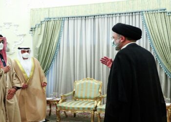 مستشار الأمن الوطني الإماراتي الشيخ طحنون بن زايد، والرئيس الإيراني، إبراهيم رئيسي.صورة.سبوتنيك