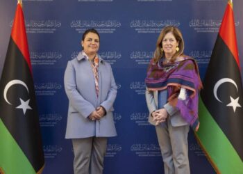 وزيرة الخارجية الليبية، نجلاء المنقوش، والمستشارة الأممية ستيفاني ويليامز.صورة.قناة ليبيا