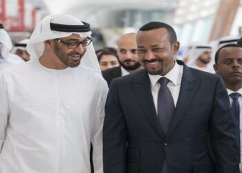 ولي عهد أبو ظبي الشيخ محمد بن زايد آل نهيان، ورئيس الوزراء الإثيوبي آبي أحمد.صورة.تويتر