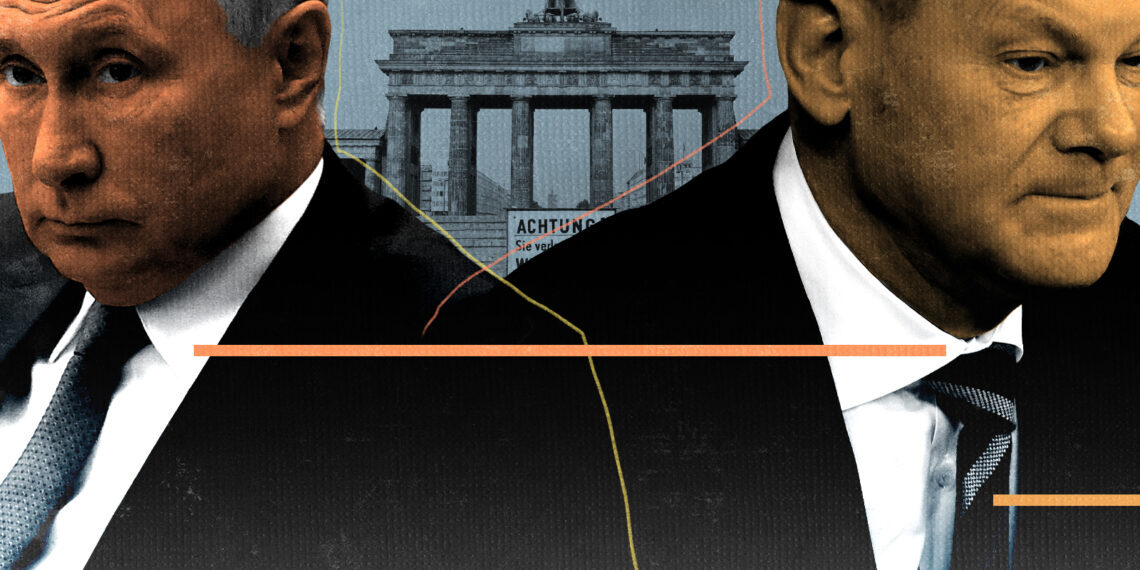 الرئيس الروسي فلاديمير بوتين، ومستشار ألمانيا، اولاف شولتز.صورة.THEWEEK.COM