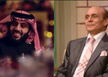 الممثل المصري، محمد صبحي، ورئيس هيئة الترفيه السعودية، تركي آل الشيخ.صورة.تويتر