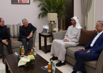 الكاظمي وبن زايد وعبد الله الثاني والسيسي، العقبة جنوبي الأردن.صورة.التلفزيون الأردني