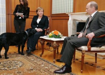 المستشارة الألمانية السابقة أنجيلا ميركل، والرئيس الروسي فلاديمير بوتين.صورة.موقع المونيتور