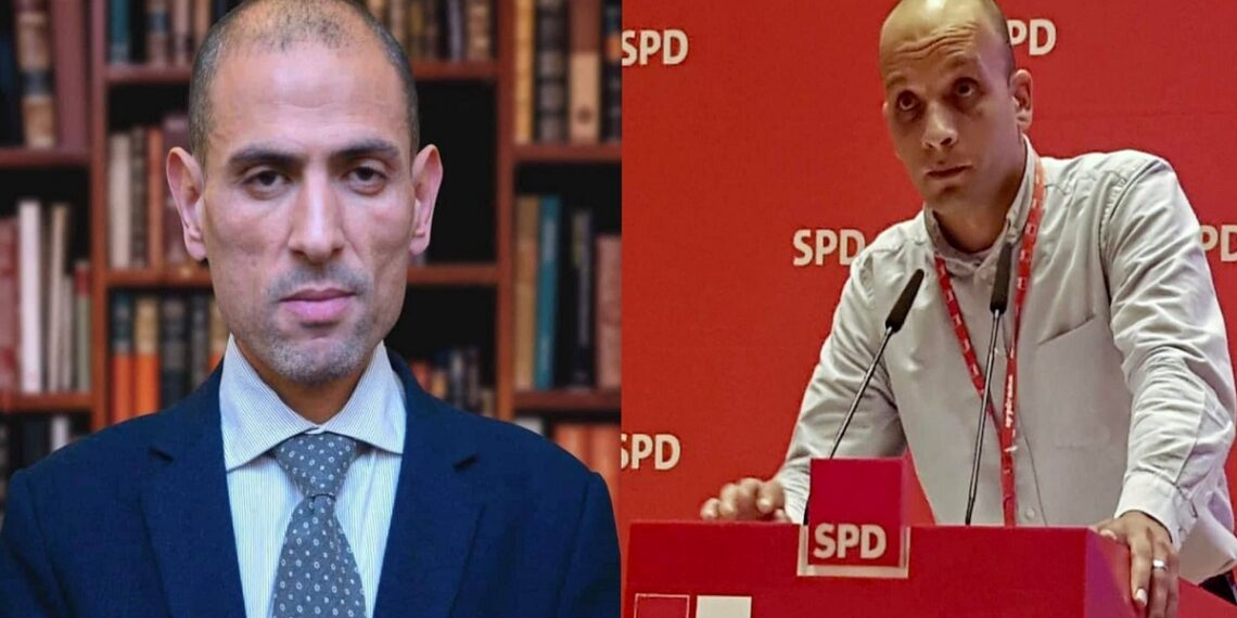 مدير مركز خبراء رياليست.عمرو الديب، ونائب رئيس الأمانة العامة للهجرة والتنوع بالحزب الاشتراكي الحاكم في ألمانيا، حسين خضر.صورة.روز اليوسف