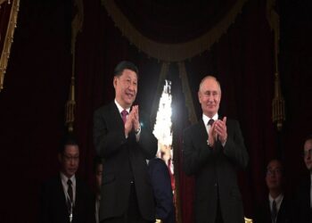 الرئيس الروسي فلاديمير بوتني، ونظيره الصيني، شي جين بينغ.صورة.تويتر