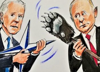 الرئيس الأمريكي جوزيف بايدن والرئيس الروسي فلاديمير بوتين.رسم تعبيري.صورة.ccbs.news