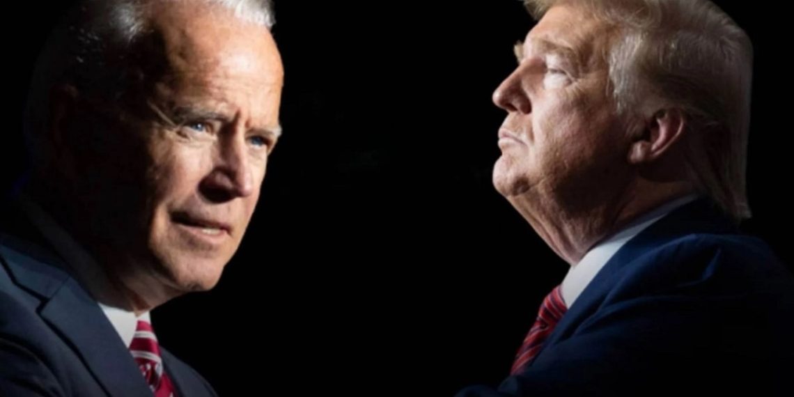 الرئيس الأمريكي، جو بايدن، وسلفه دونالد ترامب.صورة.تويتر
