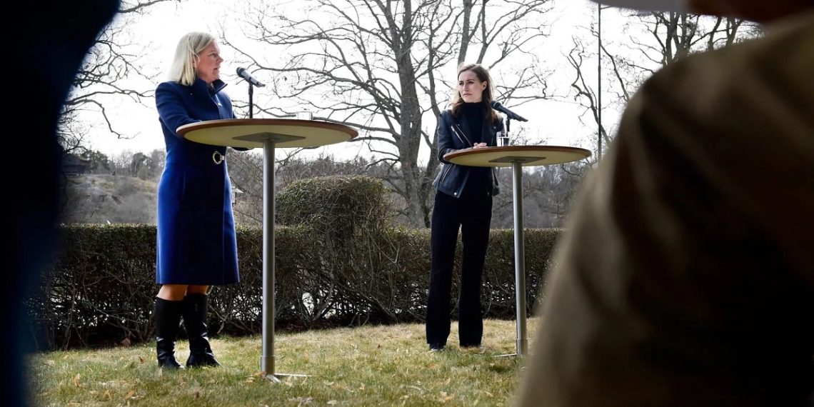 رئيستا وزراء فنلندا والسويد.صورة.AFP