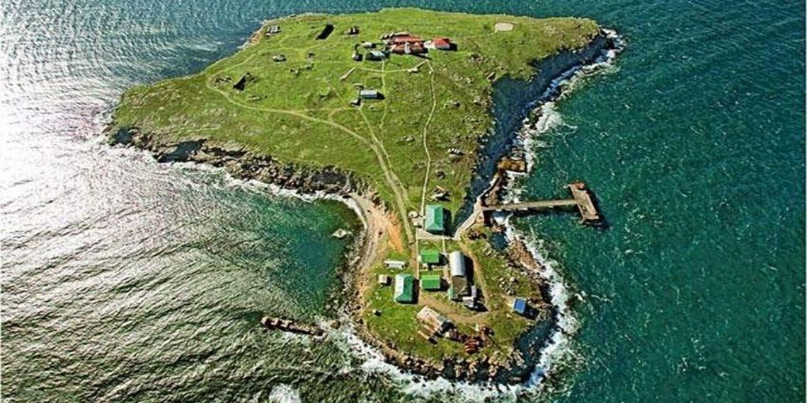 جزيرة زميني الاستراتيجية في البحر الأسود. صورة . رويترز