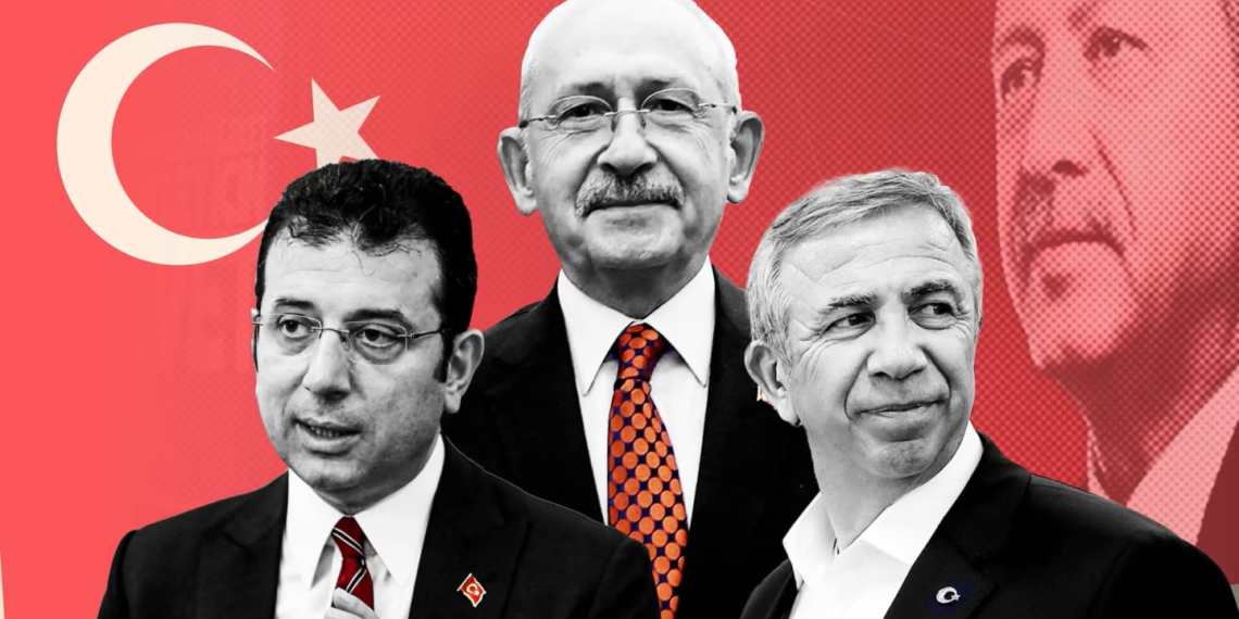 إركيم إمام أوغلو وكمال كيليتشدار أوغلو ومنصور يافاش.رسم توضيحي.FT