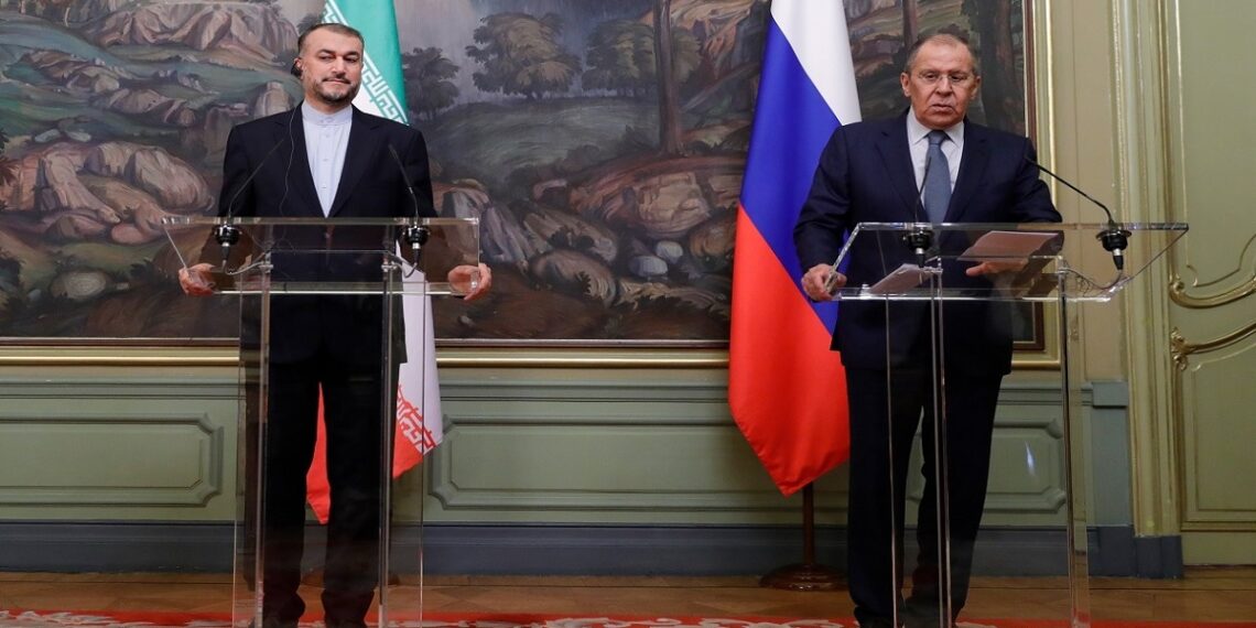 وزير الخارجية الروسي، سيرجي لافروف، ونظيره الإيراني، حسين أمير عبد اللهيان.صورة.روسيا اليوم