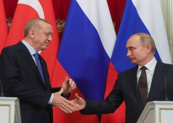 الرئيس الروسي فلاديمير بوتين، ونظيره التركي رجب طيب أردوغان.صورة.RPK