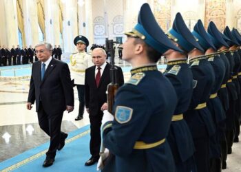 فلاديمير بوتين ونظيره الكازاخستاني، قاسم جومارت توكاييف.صورة.ريا نوفوستي