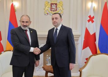 رئيسا وزراء أرمينيا وجورجيا نيكول باشينيان وإراكلي غاريباشفيلي.صورة.موقع الحكومة الجورجية