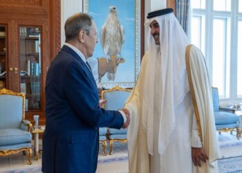 سيرغي لافروف وتميم بن حمد.صورة.رويترز