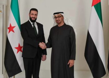 محمد بن زايد، وأحمد الشرع.صورة.وكالة الأنباء السورية